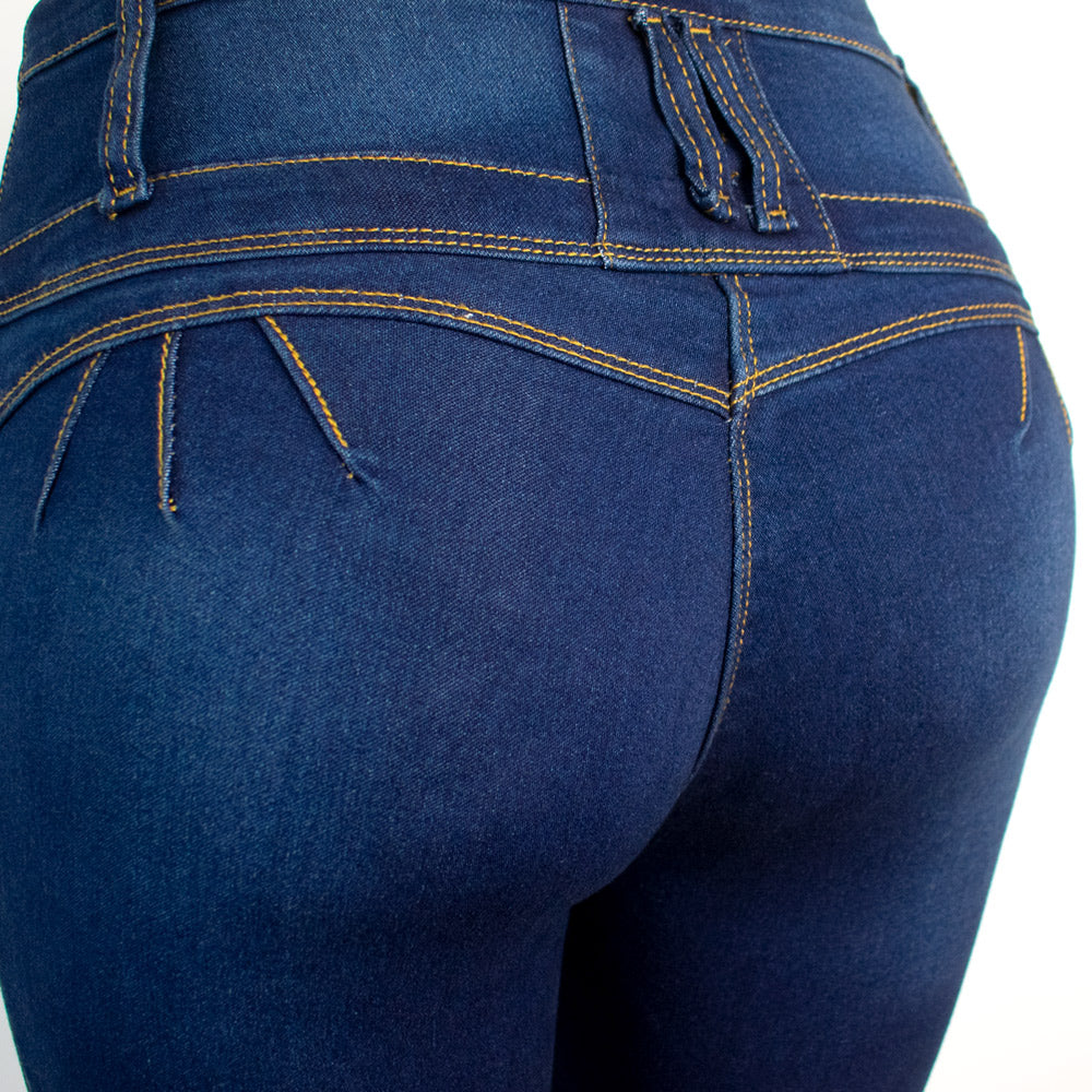 Jean para Mujer en Pretina alta/ PUSH UP - Color: Azul Verdoso (Timeless Style Collection)