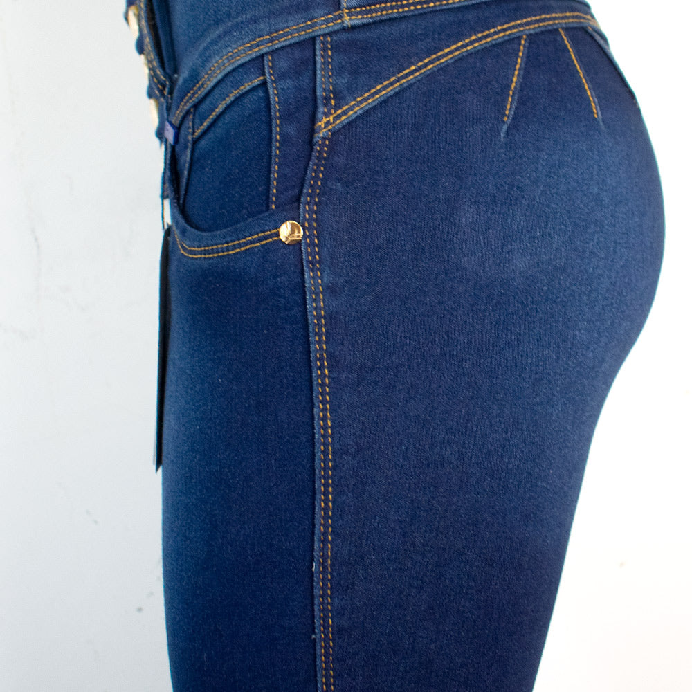 Jean para Mujer en Pretina alta/ PUSH UP - Color: Azul Verdoso (Timeless Style Collection)