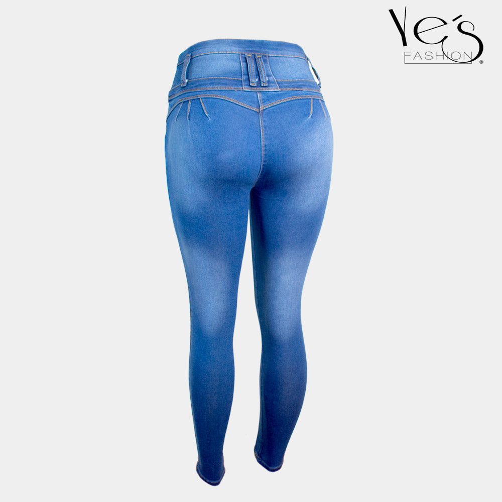 Jean para Mujer en Pretina alta/ PUSH UP - Color: Azul Tradicional (Timeless Style Collection)