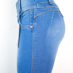 Jean para Mujer en Pretina alta/ PUSH UP - Color: Azul Claro (Timeless Style Collection)