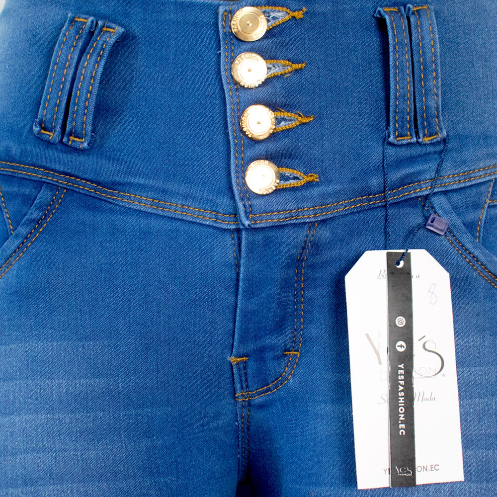 Jean para Mujer en Pretina alta/ PUSH UP - Color: Azul Claro con sombras (Timeless Style Collection)