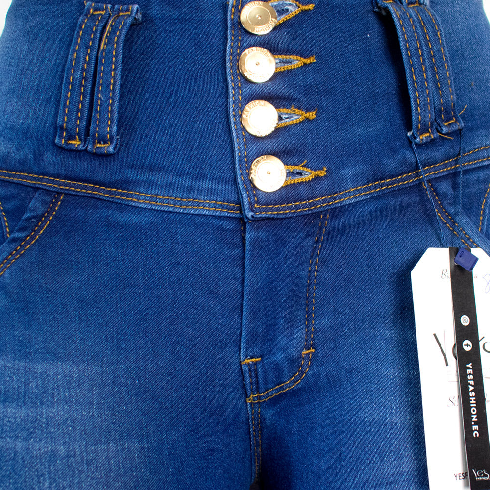 Jean para Mujer en Pretina alta/ PUSH UP - Color: Azul Tradicional con sombras  (Timeless Style Collection)