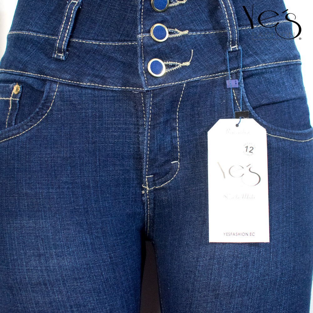 Jeans Flare para Mujer 4 botones - Basta Acampanada - (Color: Azul Oscuro)
