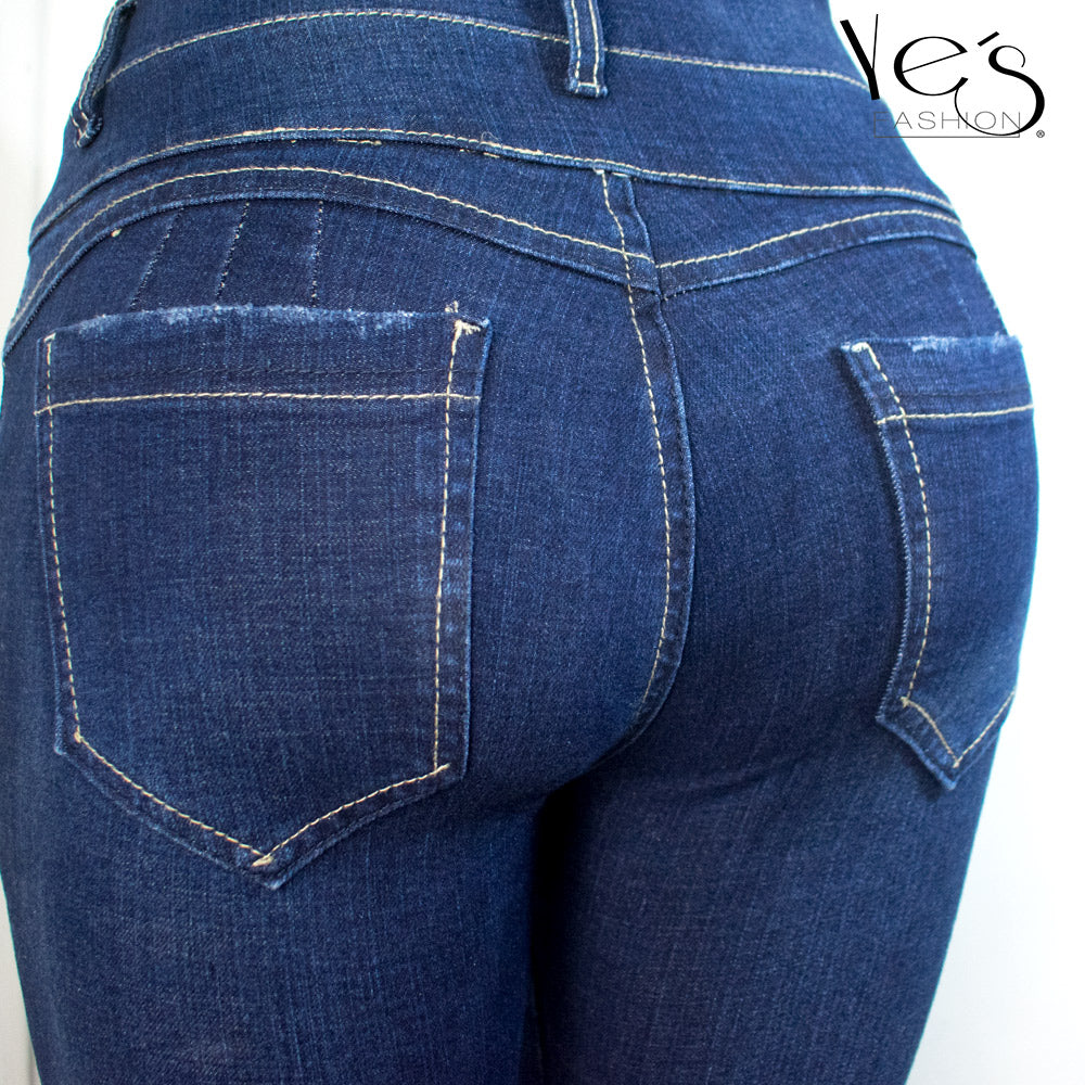Jeans Flare para Mujer 4 botones - Basta Acampanada - (Color: Azul Oscuro)