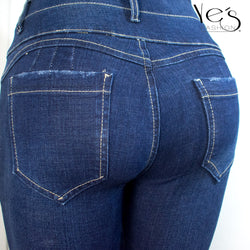 Jeans Flare para Mujer 3 botones - Basta Acampanada - (Color: Azul Oscuro)