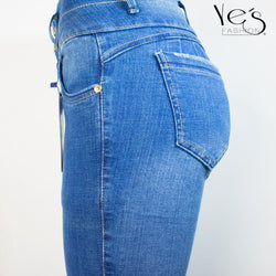 Jeans Flare para Mujer 4 botones - Basta Acampanada - (Color: Azul Tradicional)