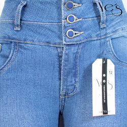 Jeans Flare para Mujer 3 botones - Basta Acampanada - (Color: Azul tradicional)