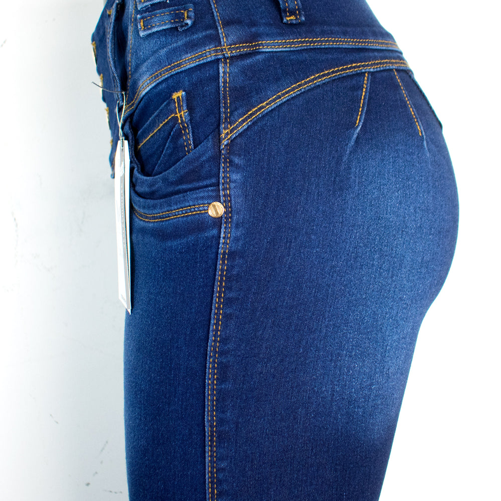 Jean para mujer en pretina alta/ push up - color: azul indigo (curves
