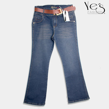 Jeans Acampanados Plus Size - Estilo Moderno con Basta Acampanada - (Color: Azul Verdoso)