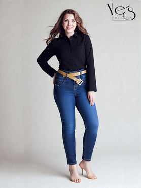 Goddess Jeans: Elegancia Plus en cada Detalle - Color: Indigo Denim