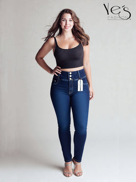 Jean para Mujer Talla Plus de Pretina Alta – Color Azul Denim (Blue Essence)