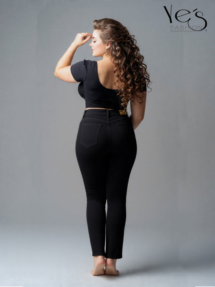 Jeans Flare para Mujer - Basta Acampanada - (Color: Negro) (Tallas Plus)