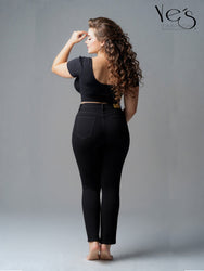 Jeans Flare para Mujer - Basta Acampanada - (Color: Negro) (Tallas Plus)