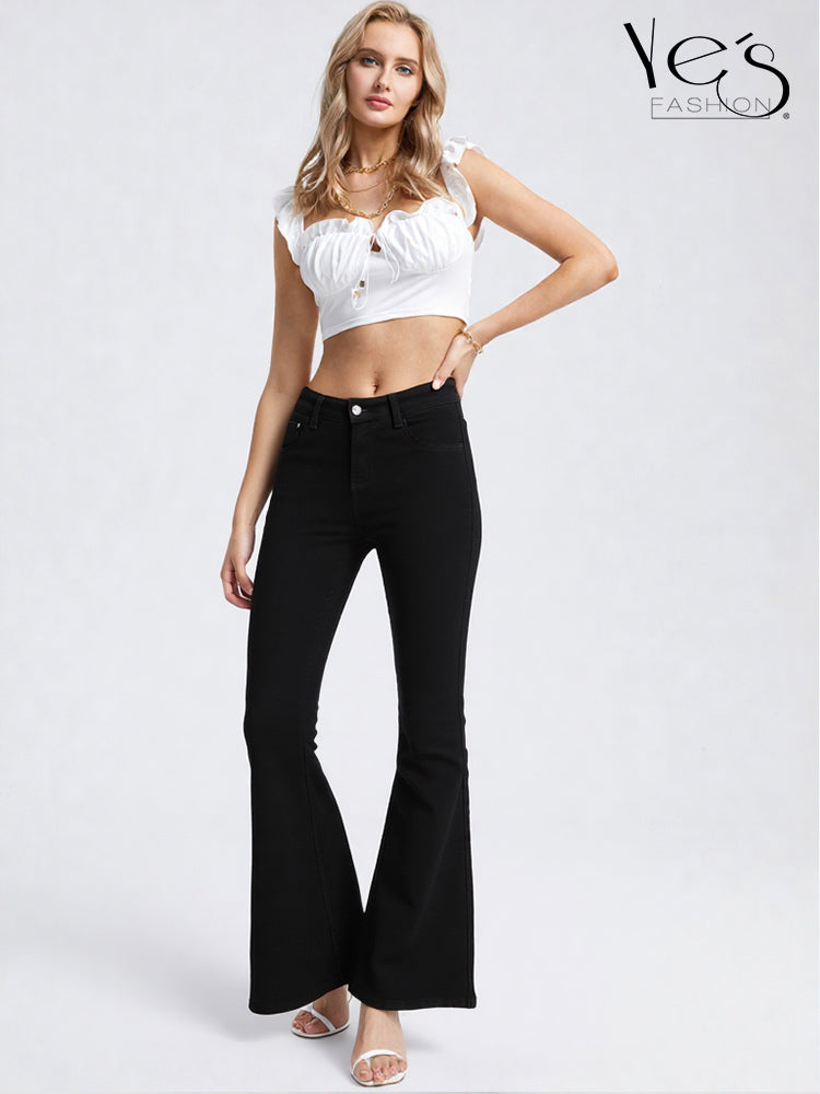 Jeans Flare para Mujer - Basta Acampanada - (Color: Negro)