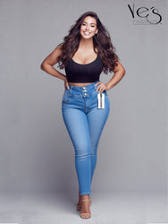 Jean para Mujer Talla Plus de Pretina Alta – Color Azul Claro (Blue Essence)