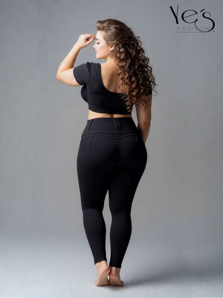 Jean Negro en 4 Botones – Corte Levanta Cola (Tallas Plus)