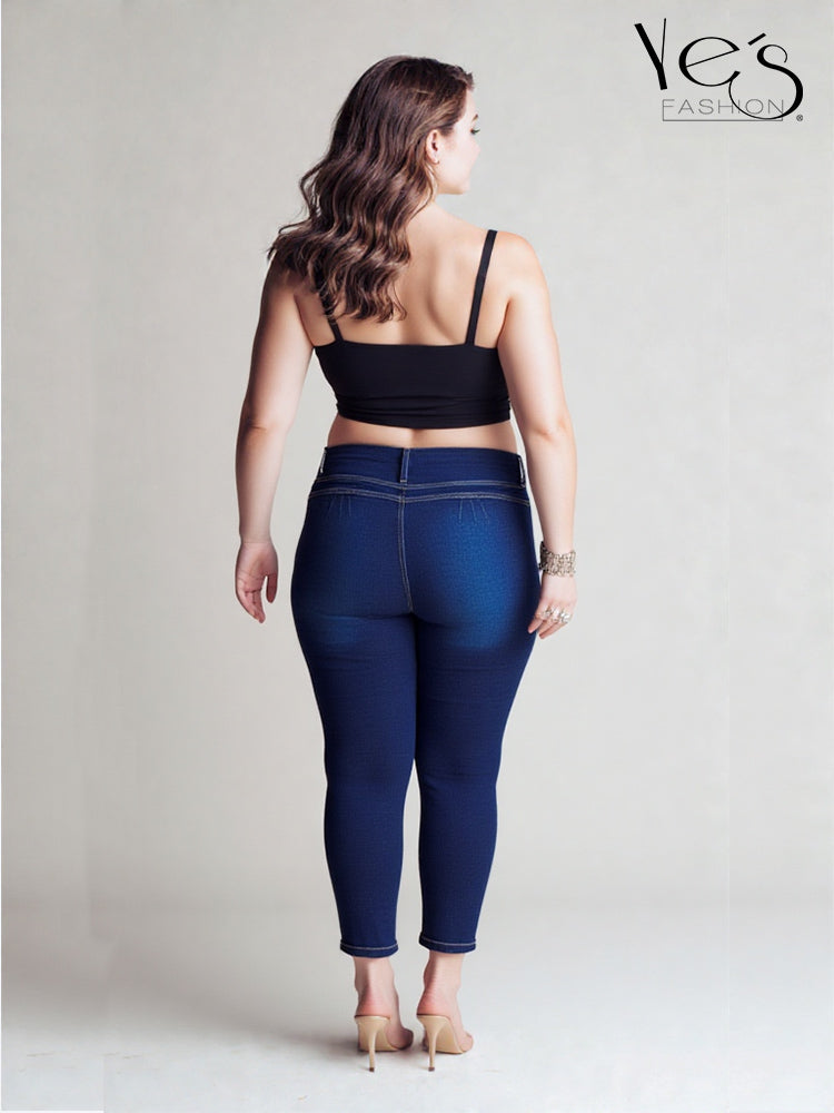Jean para Mujer Talla Plus de Pretina Alta – Color Azul Denim (Blue Essence)