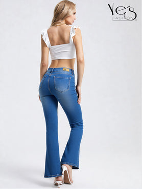 Jeans Flare para Mujer - Basta Acampanada - (Color: Azul Tradicional)
