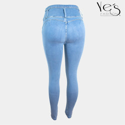 Jean para Mujer en Pretina alta/ PUSH UP - Color: Celeste (Perfect Collection)