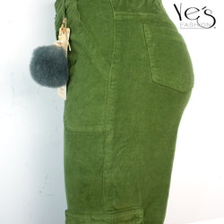 Nuevo! Pantalón Cargo para Mujer, Tela Pana Premium (Color Verde)