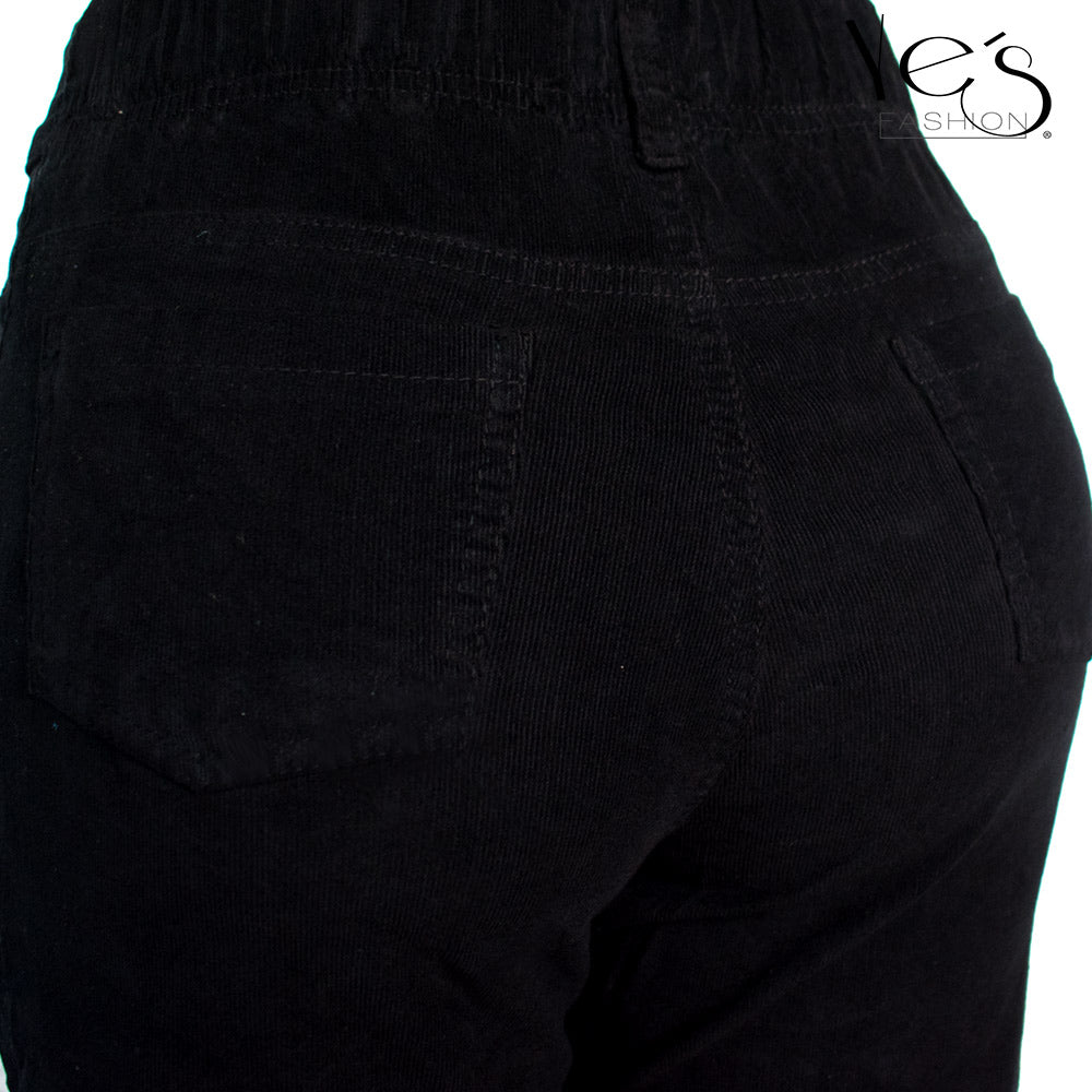 Nuevo! Pantalón Cargo para Mujer, Tela Pana Premium (Color Negro)