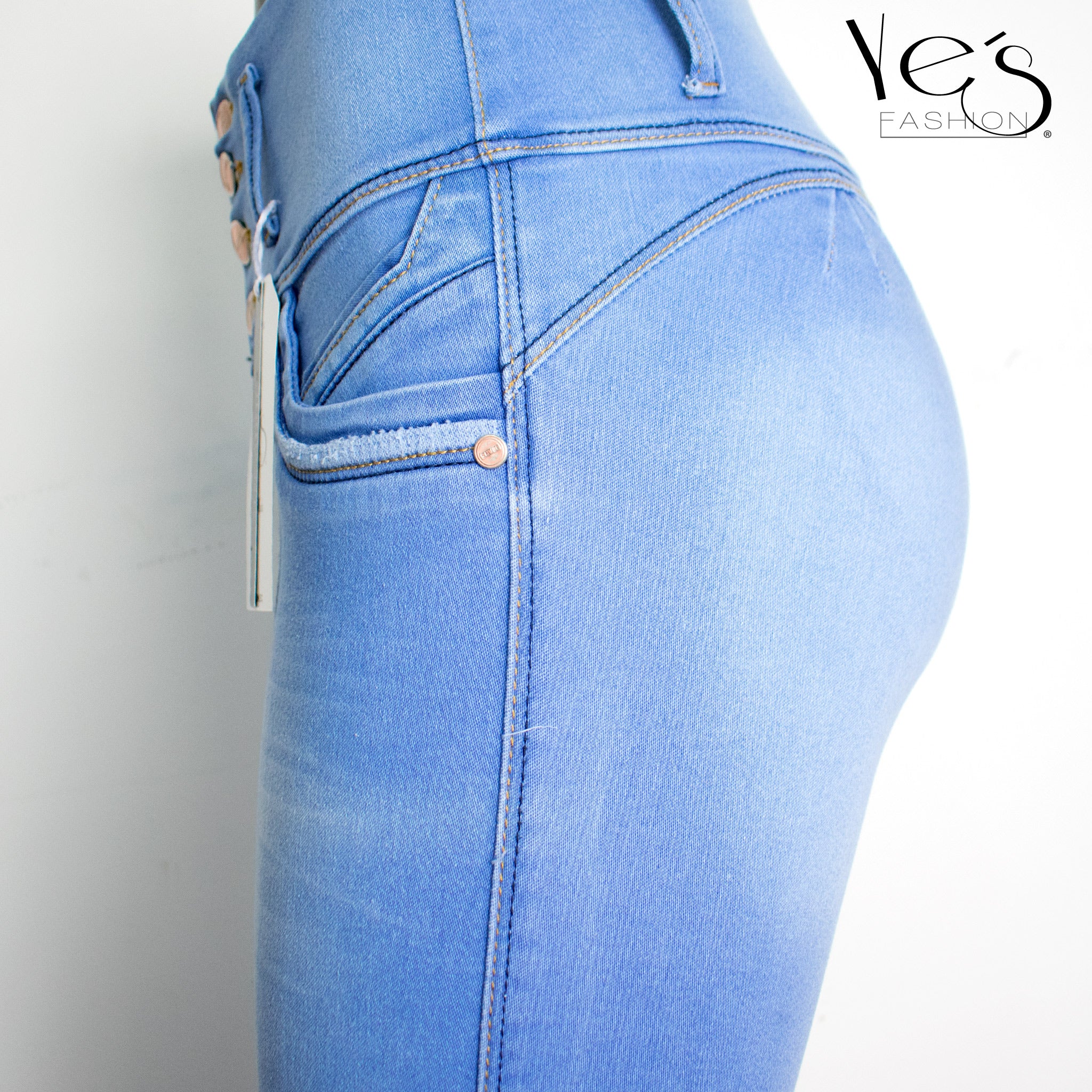 Jean para Mujer con Pretina alta - Color: Azul Claro (Linda Collection)