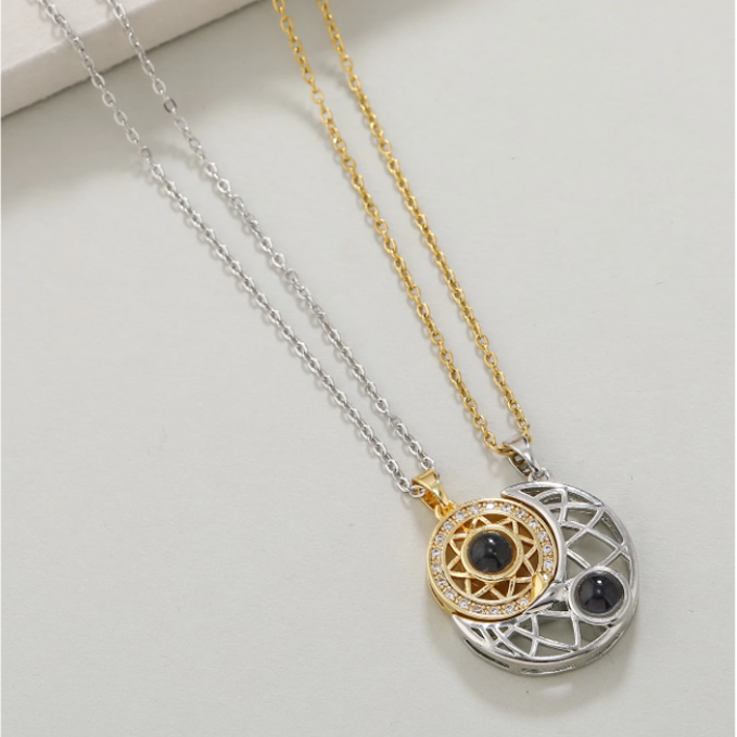 Collar De Sol Y Luna Dorado Y Plateado