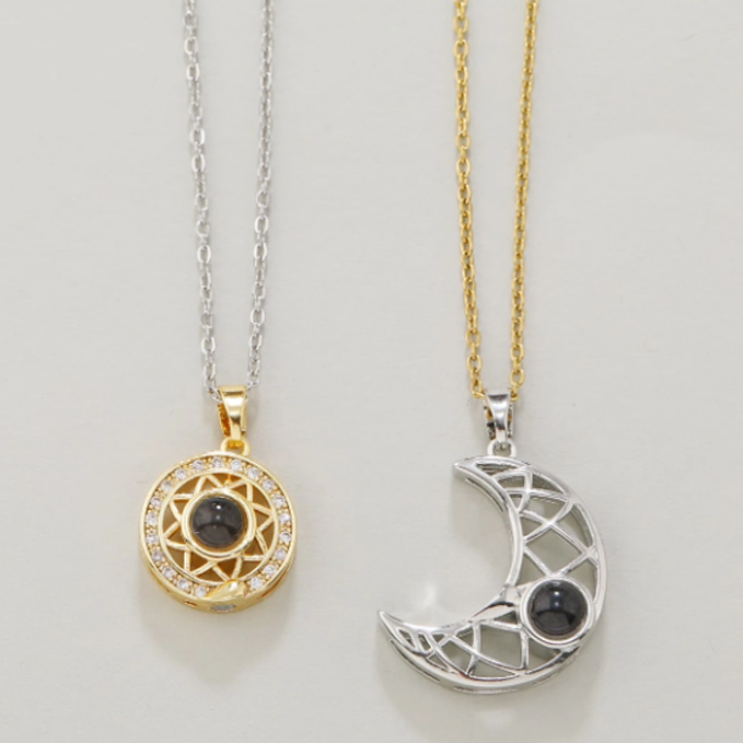 Collar De Sol Y Luna Dorado Y Plateado
