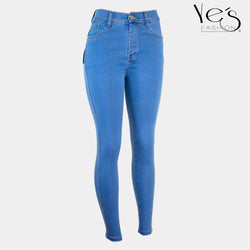 Jean de un boton para Mujer, Super Strech - Color: Azul Claro