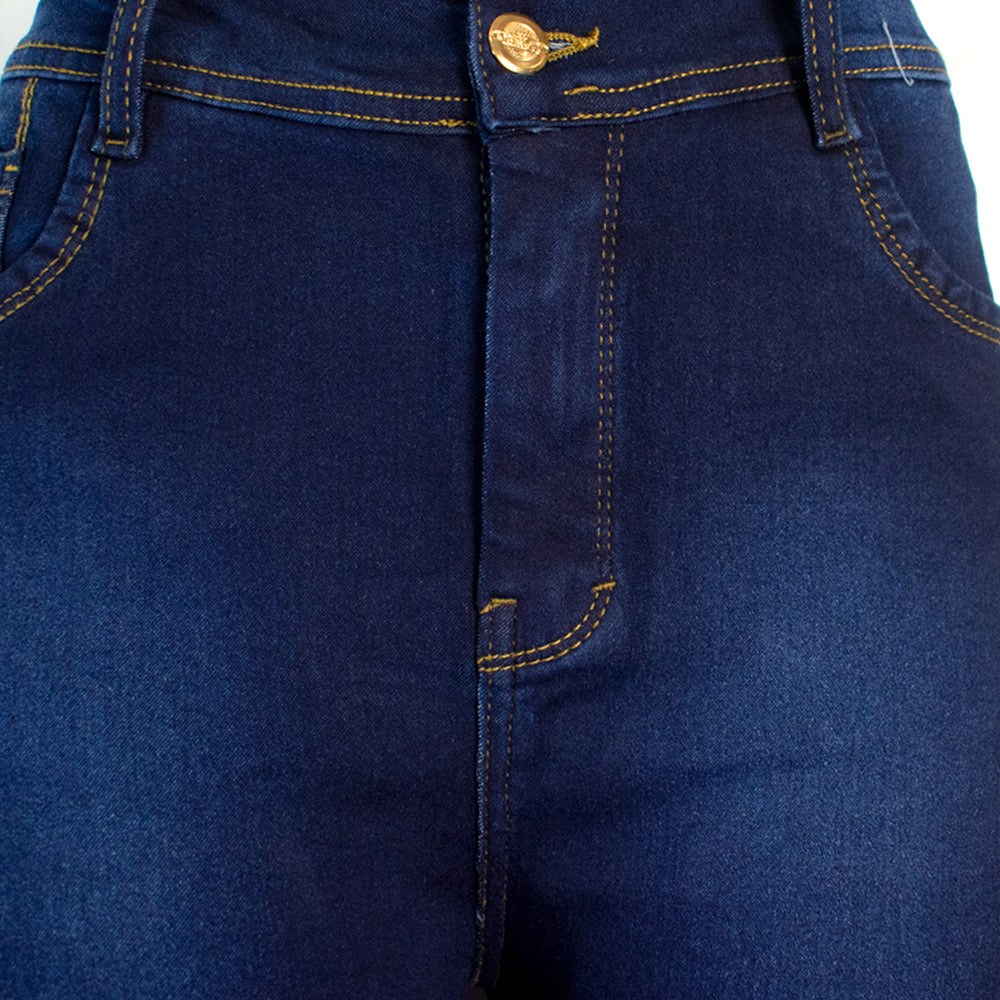 Jean de un boton para Mujer, Super Strech - Color: Azul Oscuro