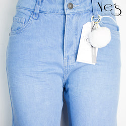 Jean para mujer anchos con rotos - color: azul tradicional (wide legs