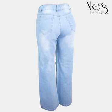 Jean para mujer ancho - Color: Celeste Hielo (Wide Legs, Palazzo  Collections)