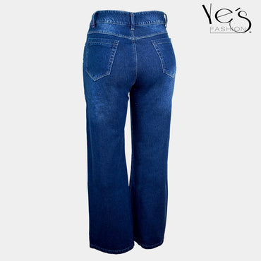 Jean para mujer ancho - color: azul tradicional (wide legs , palazzo c