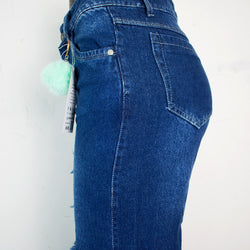 Jean para mujer anchos con rotos - Color: Azul Oscuro (Wide Legs, Palazzo   Collections)