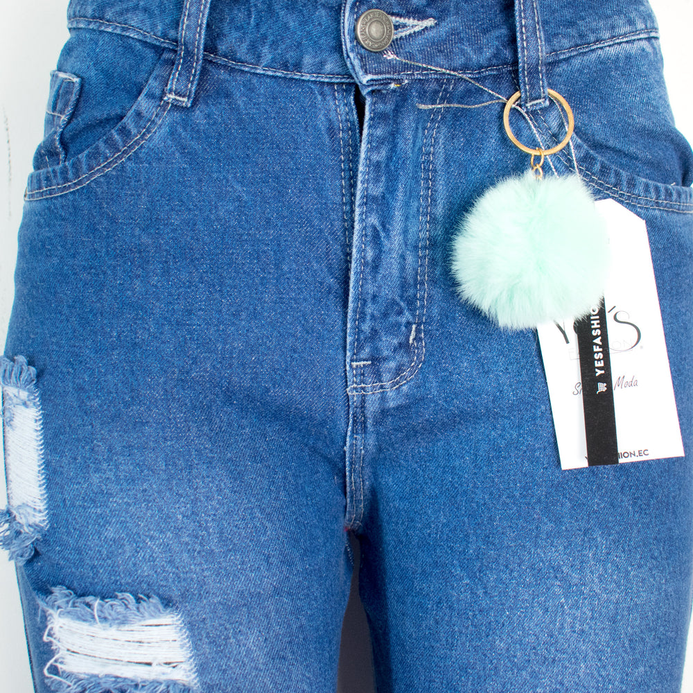 Jean para mujer anchos con rotos - Color: Azul Tradicional (Wide Legs, Palazzo   Collections)