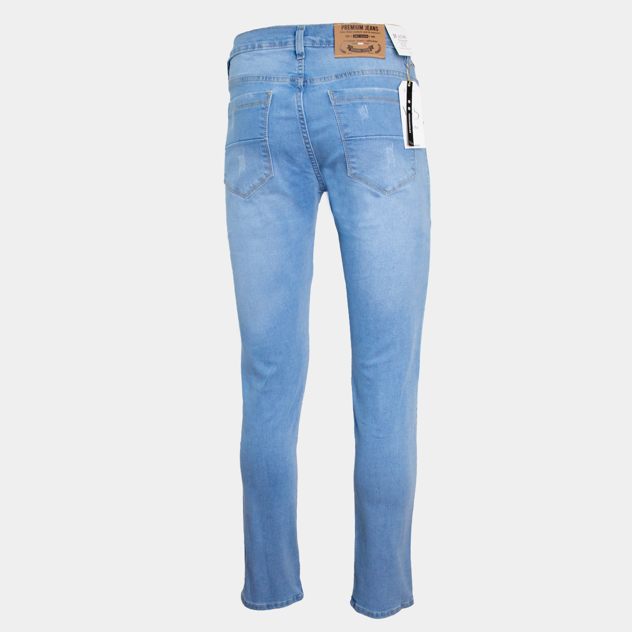 Jean de Hombre basta semi tubo - Colección: Arrugado Clásico (Color: Celeste)