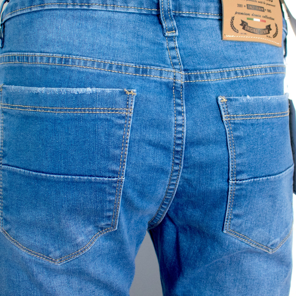 Jean de Hombre basta semi tubo - Colección: Arrugado Clásico (Color: Azul Tradicional )