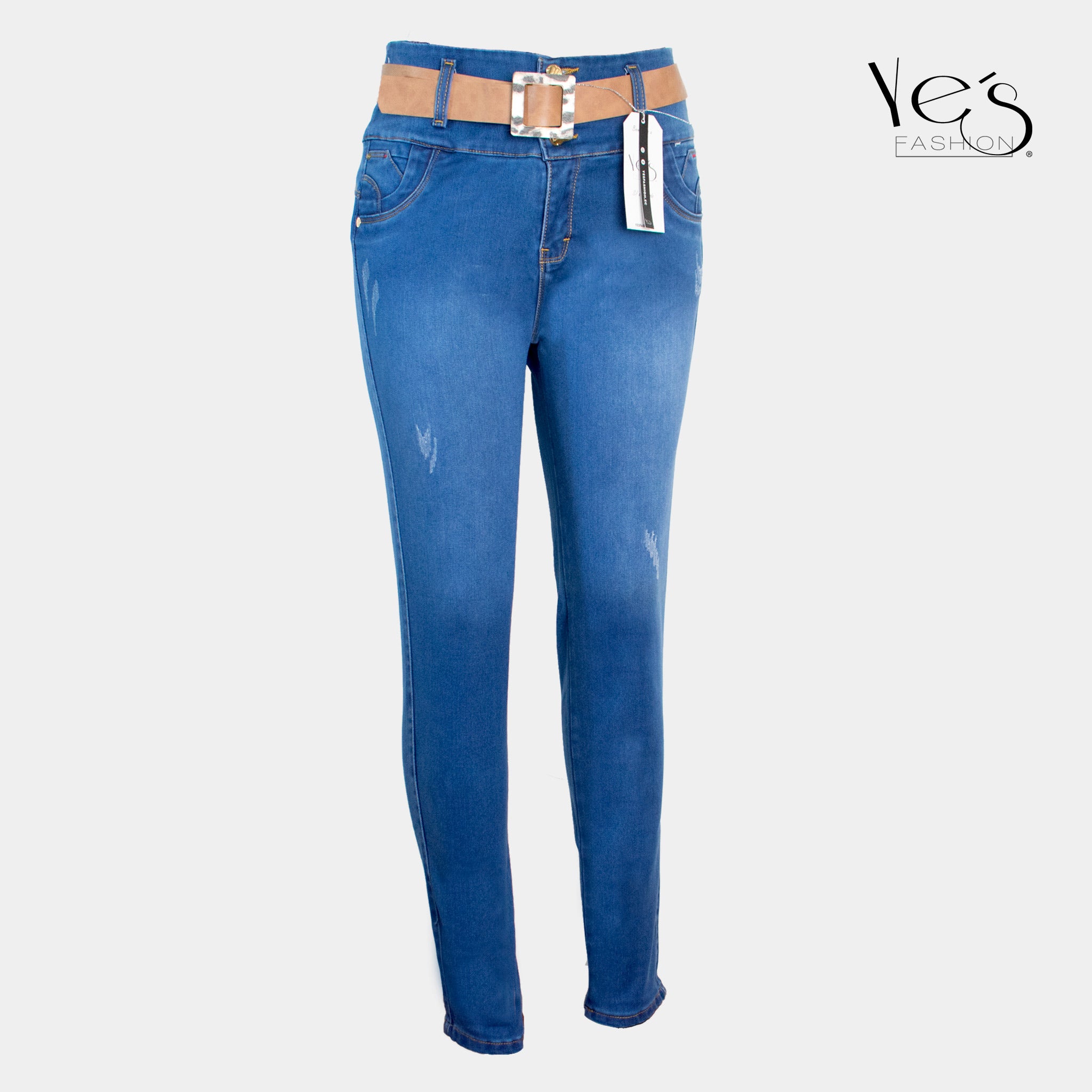 Jean de alta calidad con Tela Colombiana tipo piel de durazno y diseño Push Up - ( Color: Azul Colección Elegancia Urbana )
