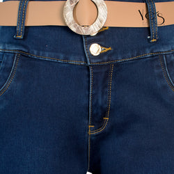 Jean de alta calidad con Tela Colombiana tipo piel de durazno y diseño Push Up - ( Color: Azul Oscuro - Colección Elegancia Urbana )