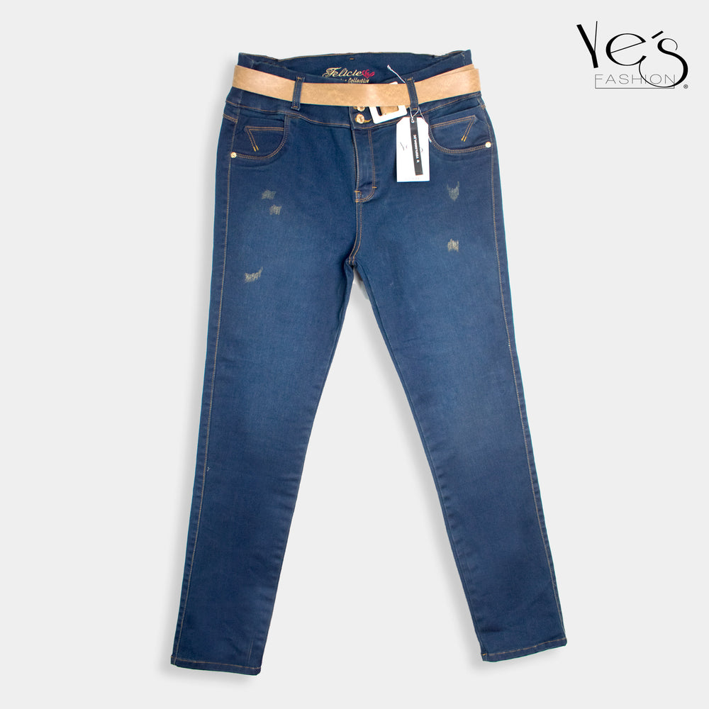 Jeans para Mujer , Plus Denim Trendy - Estilo Moderno y Tallas Extendidas ( Color Azul Verodo)