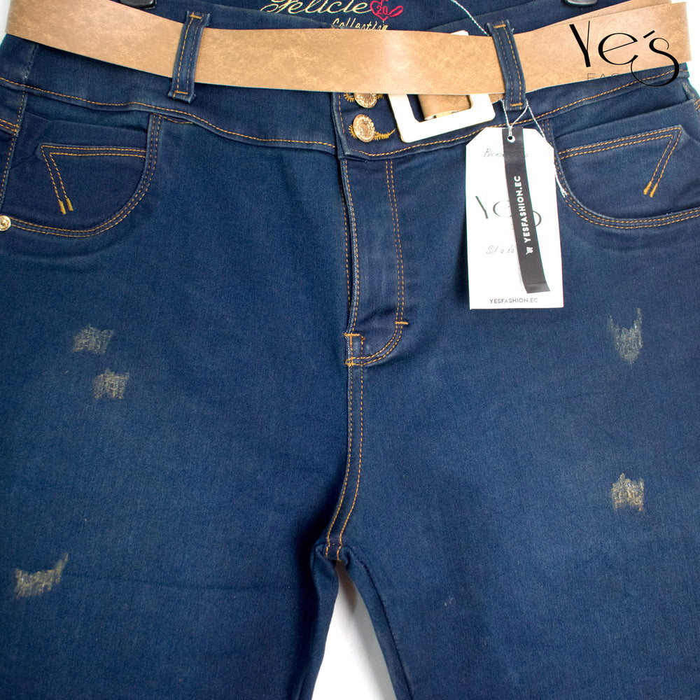 Jeans para Mujer , Plus Denim Trendy - Estilo Moderno y Tallas Extendidas ( Color Azul Verodo)