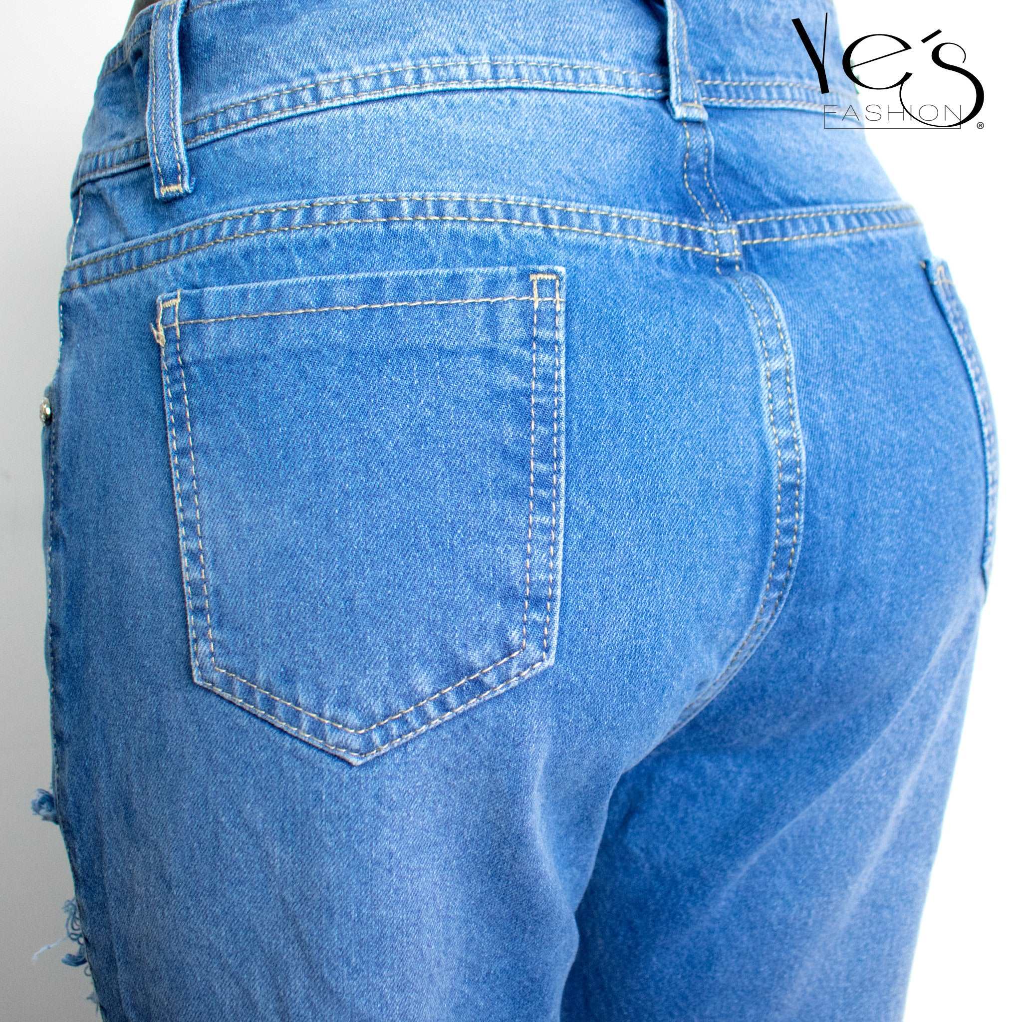MOM Jean, con Rasgados - Azul Claro (Neo Collection!!)