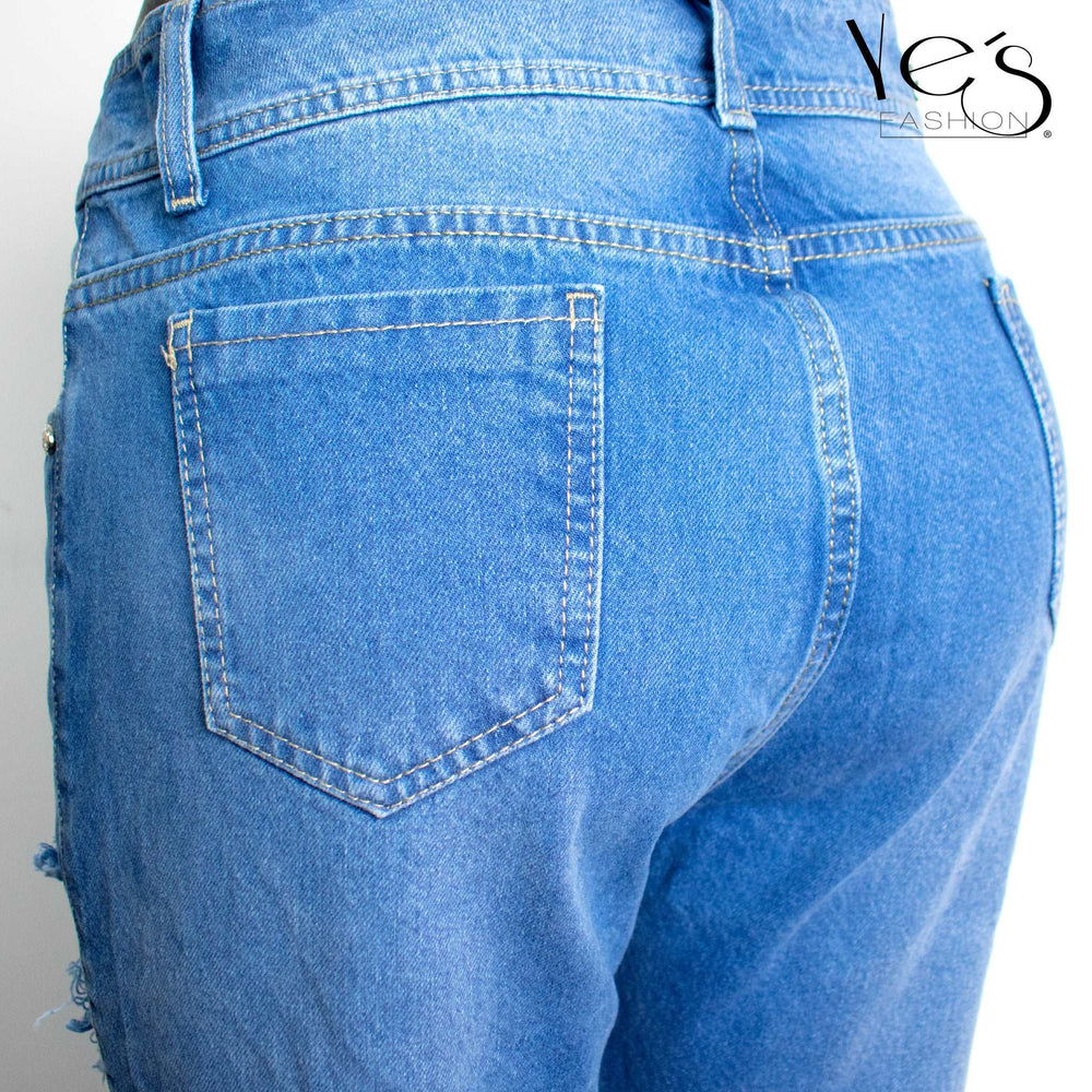 MOM Jean, con Rasgados - Azul Claro (Neo Collection!!)
