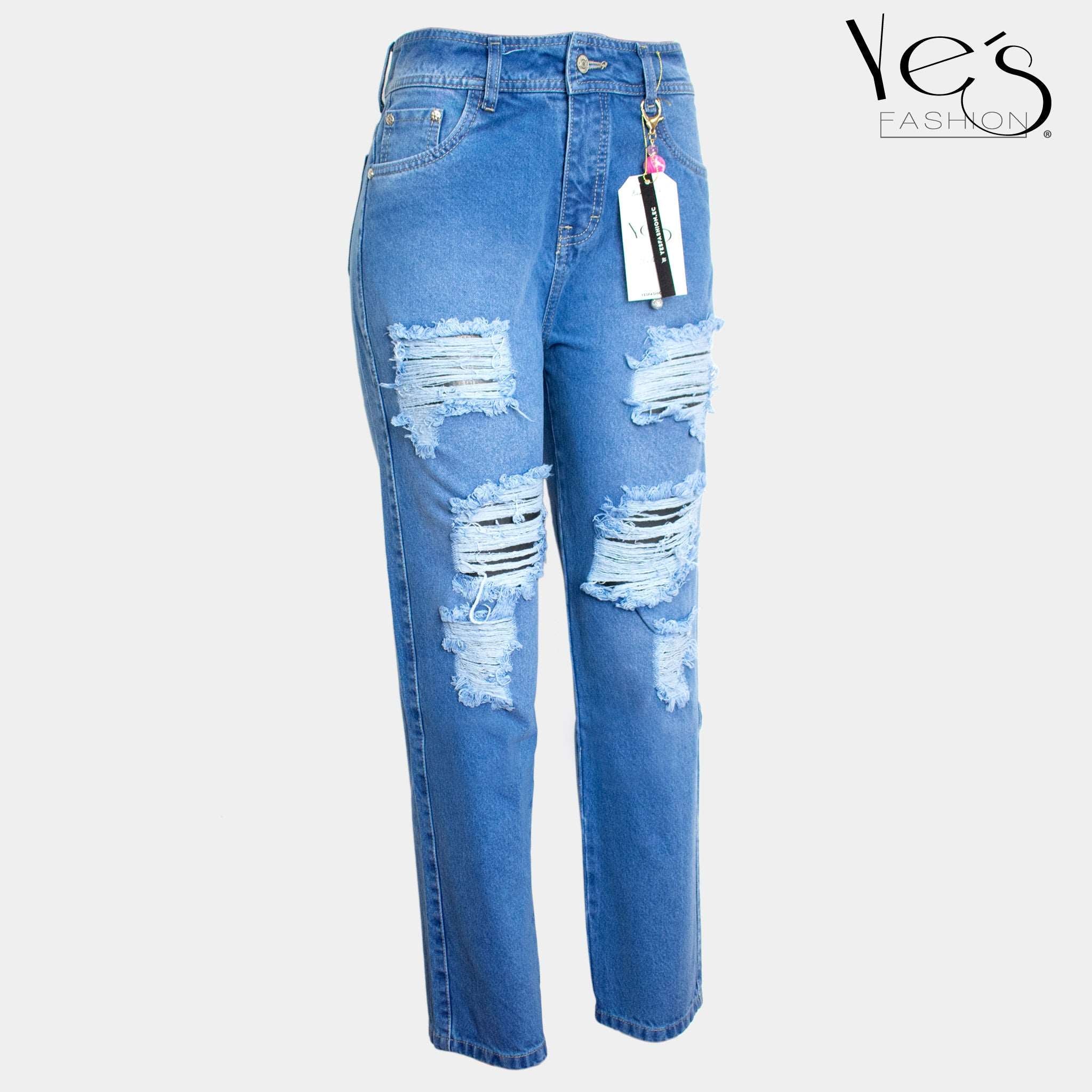 MOM Jean, con Rasgados - Azul Claro (Neo Collection!!)