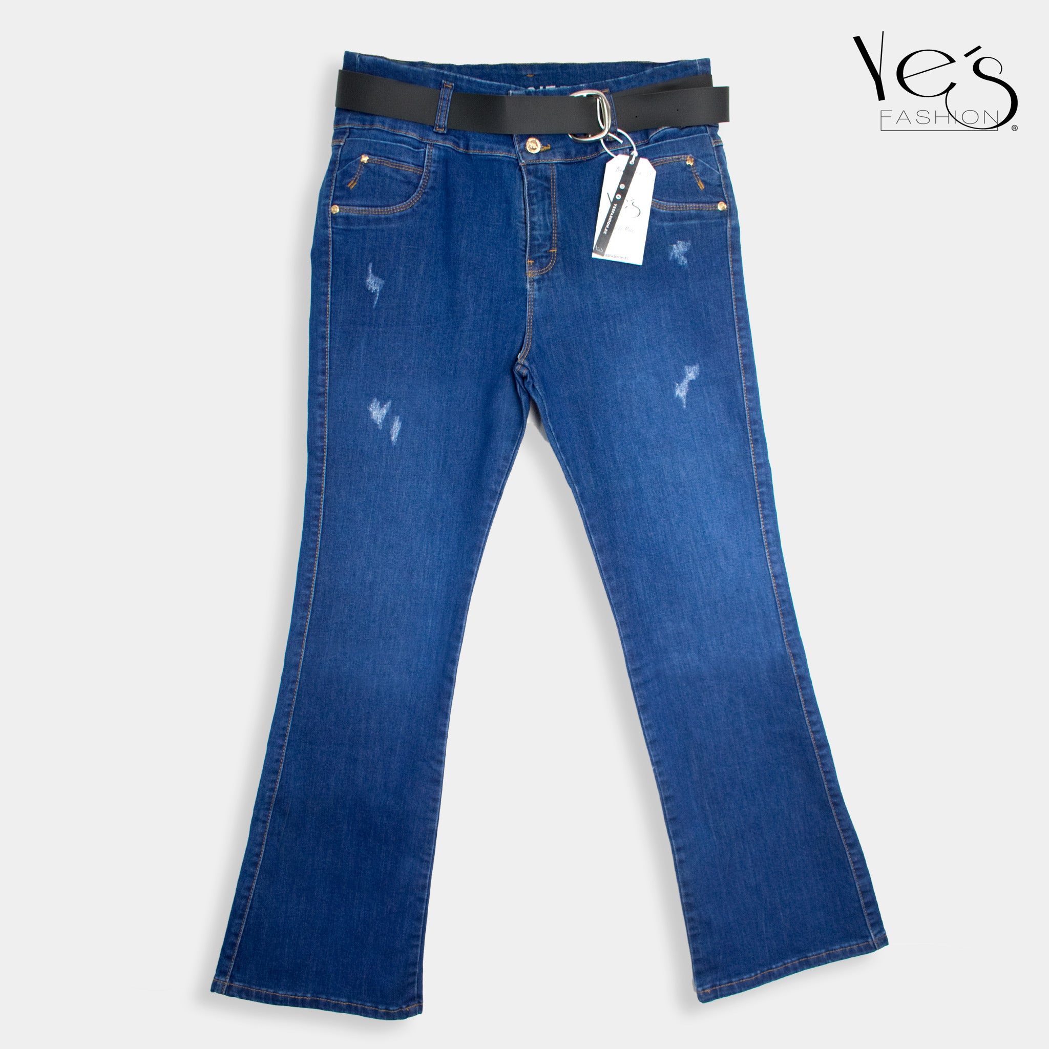 Jeans Acampanados Plus Size - Estilo Moderno con Basta Acampanada - (Color: Azul Tradicional)