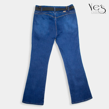 Jeans Acampanados Plus Size - Estilo Moderno con Basta Acampanada - (Color: Azul Tradicional)