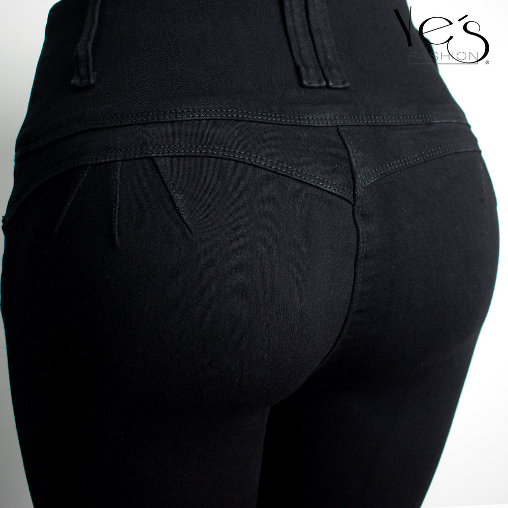 Jean en Tela colombiana para Mujer - Color Negro , 4 Botones ( YES! Collection Saldos)