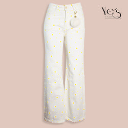 Jean para mujer ancho - Color: Blanco Crema (Wide Legs , Palazzo Collections)